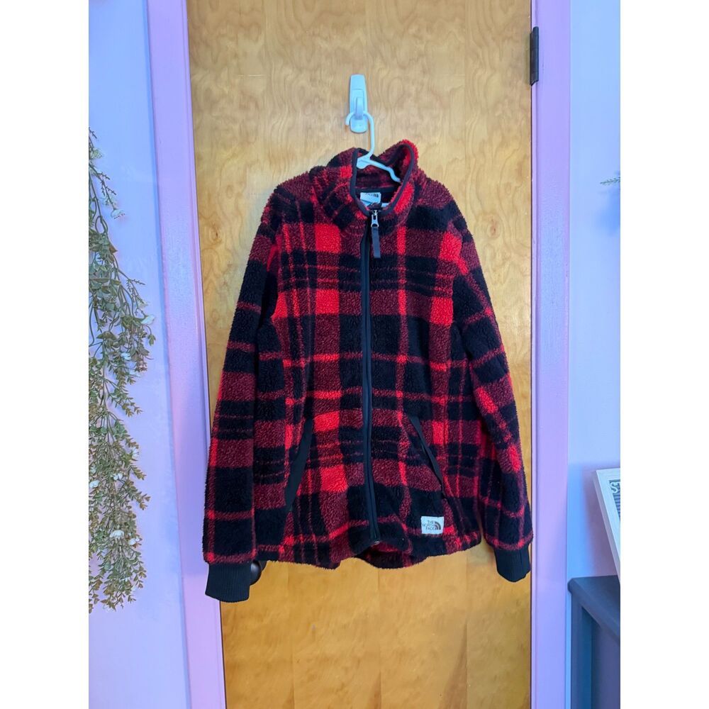 The North Face Red Holiday Plaid Full Zip Fleece